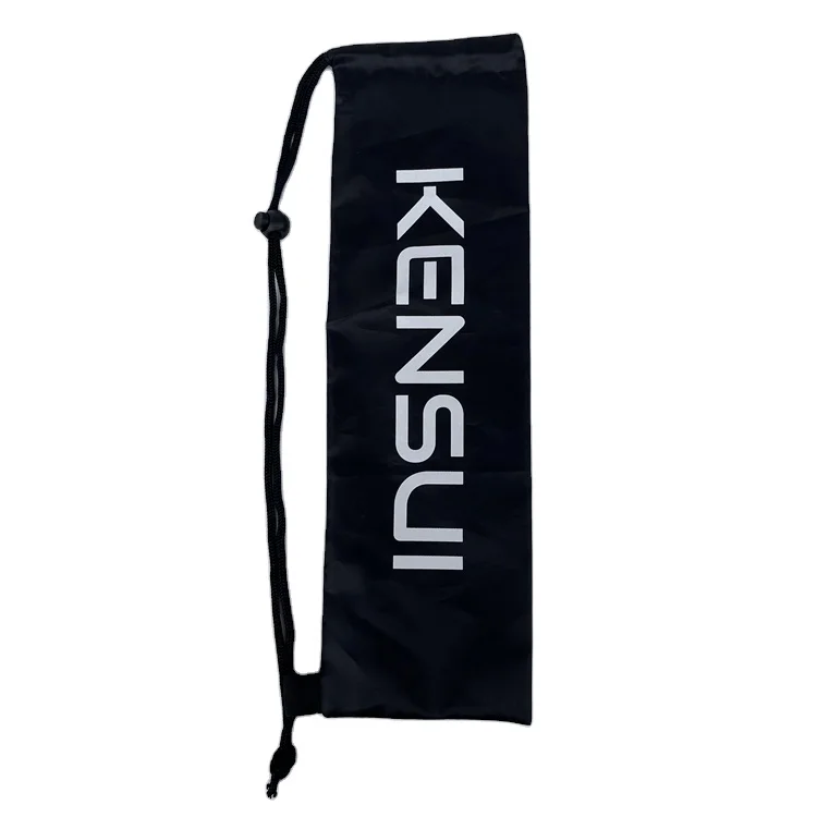Wholesale Custom Logo Portable Waterproof Long Strap Drawstring Pouch Recycle Black Nylon Polyester Sling Drawstring Long Bag