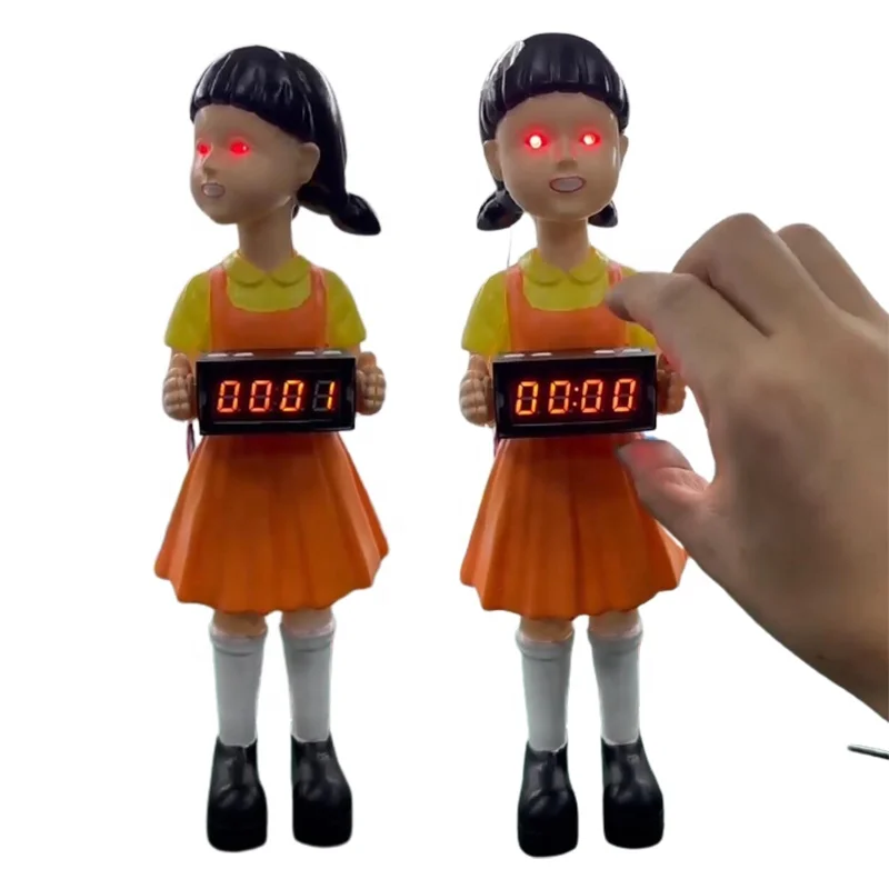 Alarm Clock 123 Wooden Figure Doll  Squid Game Resin Decoration Alarm Clock Decoration Squid Game Surrounding The Same Paragraph