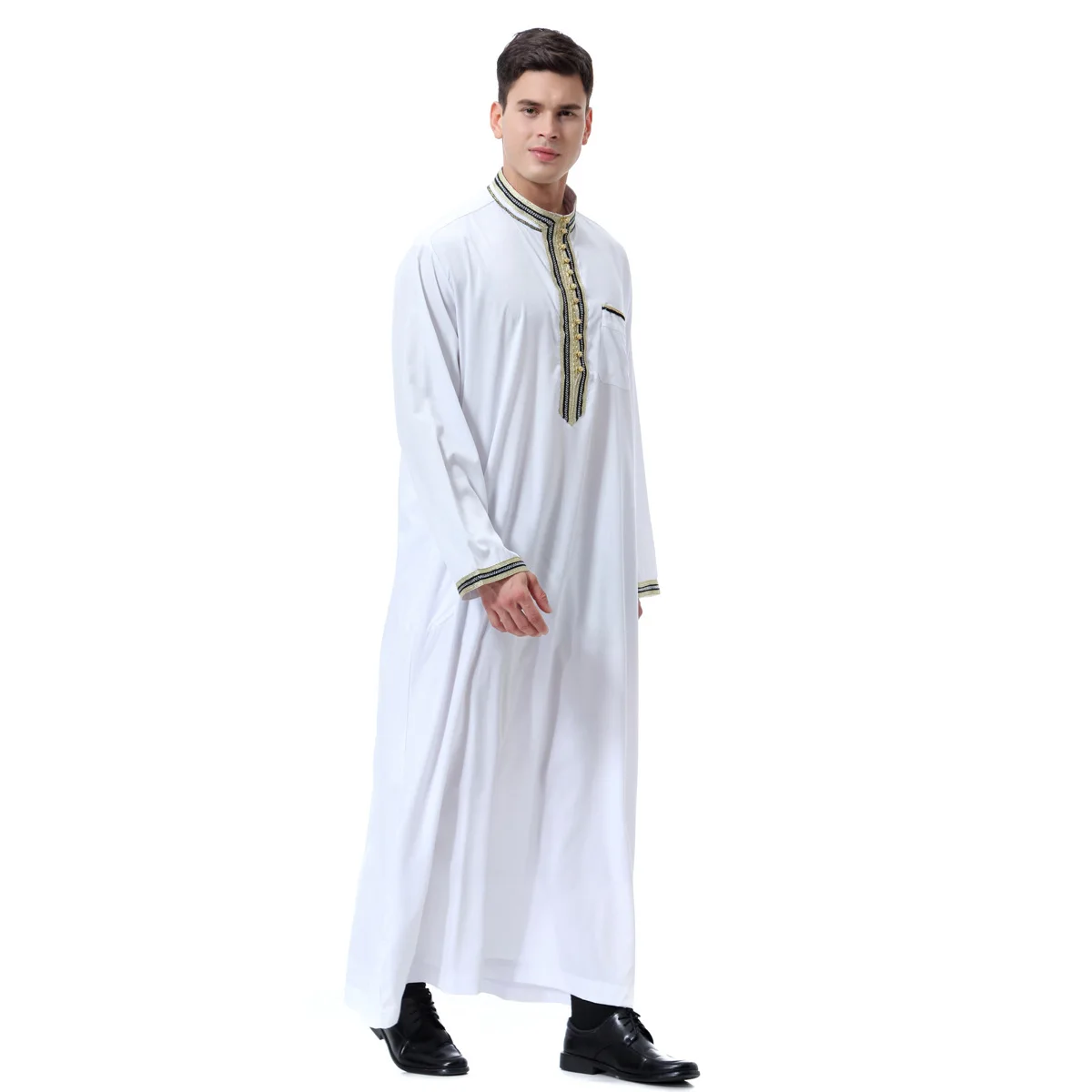 2023 Hot Sale Muslim Man Abaya Islamic Saudi Kaftan Arab Clothes Men Thobe Thawb Caftan