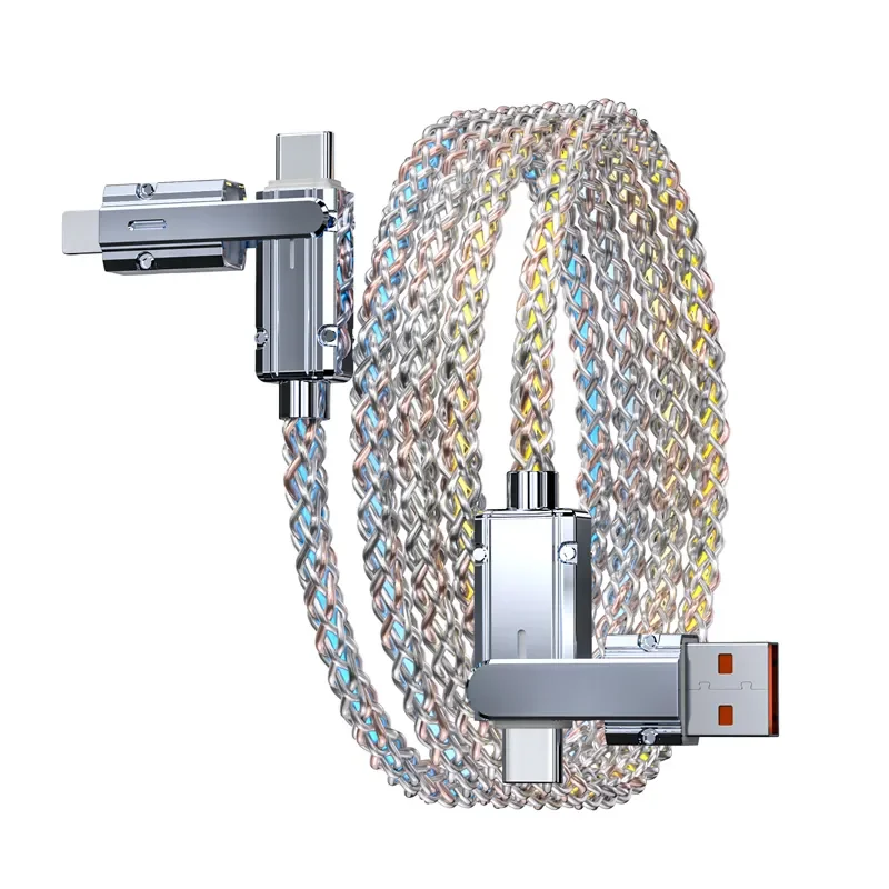 100W 3.3ft Charger Cable for iPhone 16 15 Pro Max iPad MacBook Samsung Fast Charging Dual Type C 4 in 1 USB C Cable