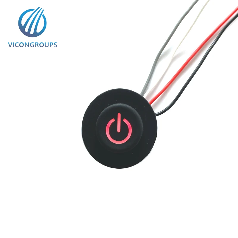 Illuminated push button switch with cable Illuminated symbol customized with cable