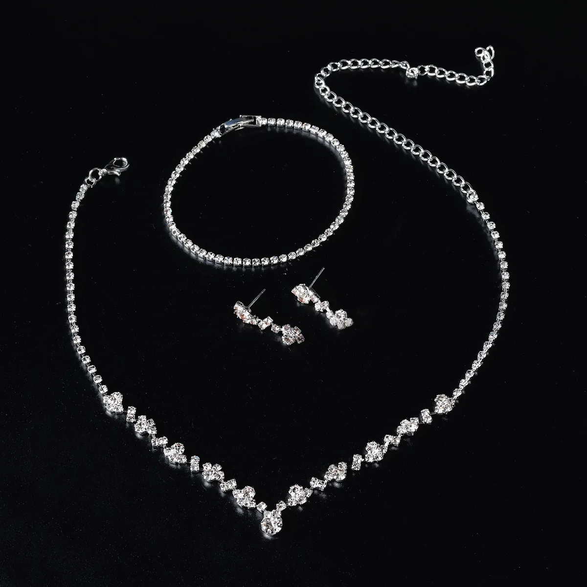 DAIHE set-3389 Bridal accessories Flash diamond earrings set Fashion fresh water pearl banquet women