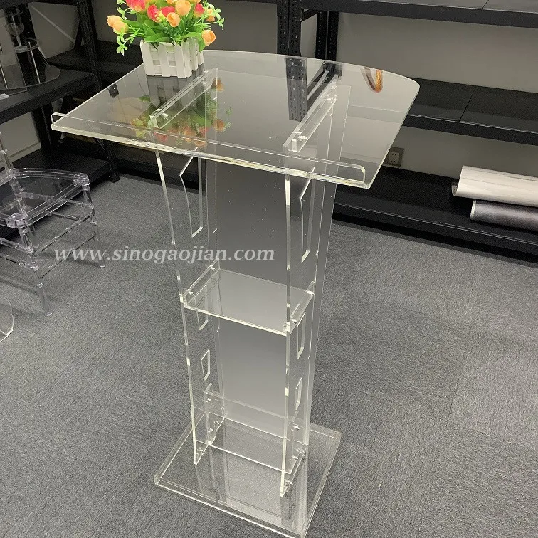 2021 Pulpit podium acrylic acrylic lectern podium Detachable Clear Acrylic Wedding officiate Lectern Church Led