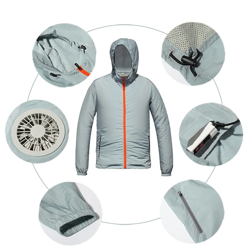 Summer Cooling Vest Motorcycle Jacket with Cooling Air Condition, Removable Fans, Hooded Style