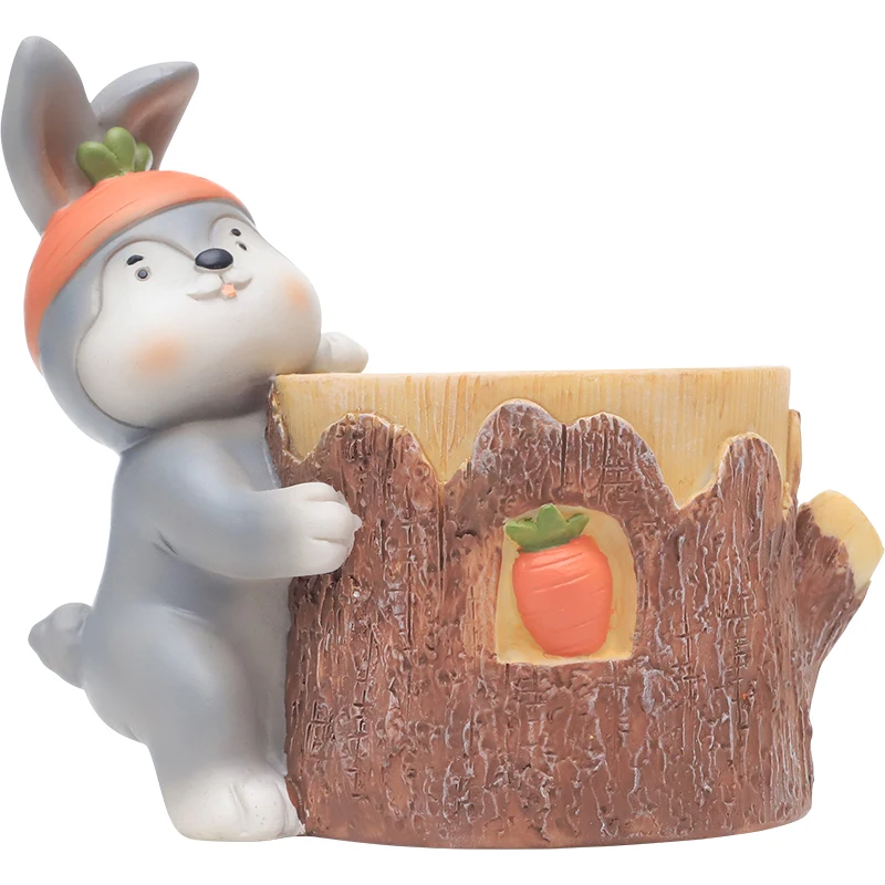 Roogo Harvest Season Resin Flower Pot Lovely Animal With Fruit Desk Decor Succulent Bonsai Presents For Child