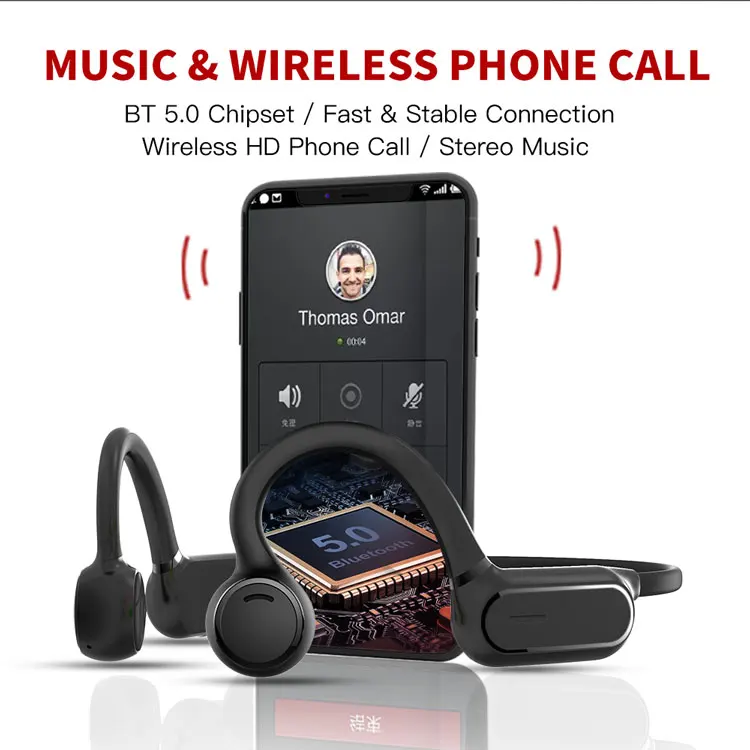 Ergonomics Design Open Ear Workout Headset Stereo Headphones Wireless Sports Earphones