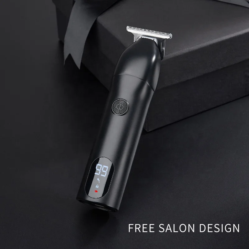 New Design Barber High Quality Metal Hair Trimmer Household LED Display Electric Hair Clipper with 5 Different Combs