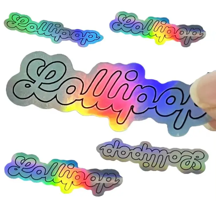 Customized Die Cut  Rainbow Vinyl Die Cut Sticker Paper Printing Hologram Label