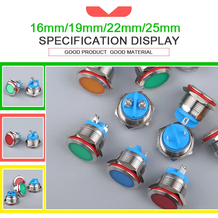 Сигнальная лампа серии WD16L, Пилотная лампа, индикатор 16 мм, индикатор металлической лампы