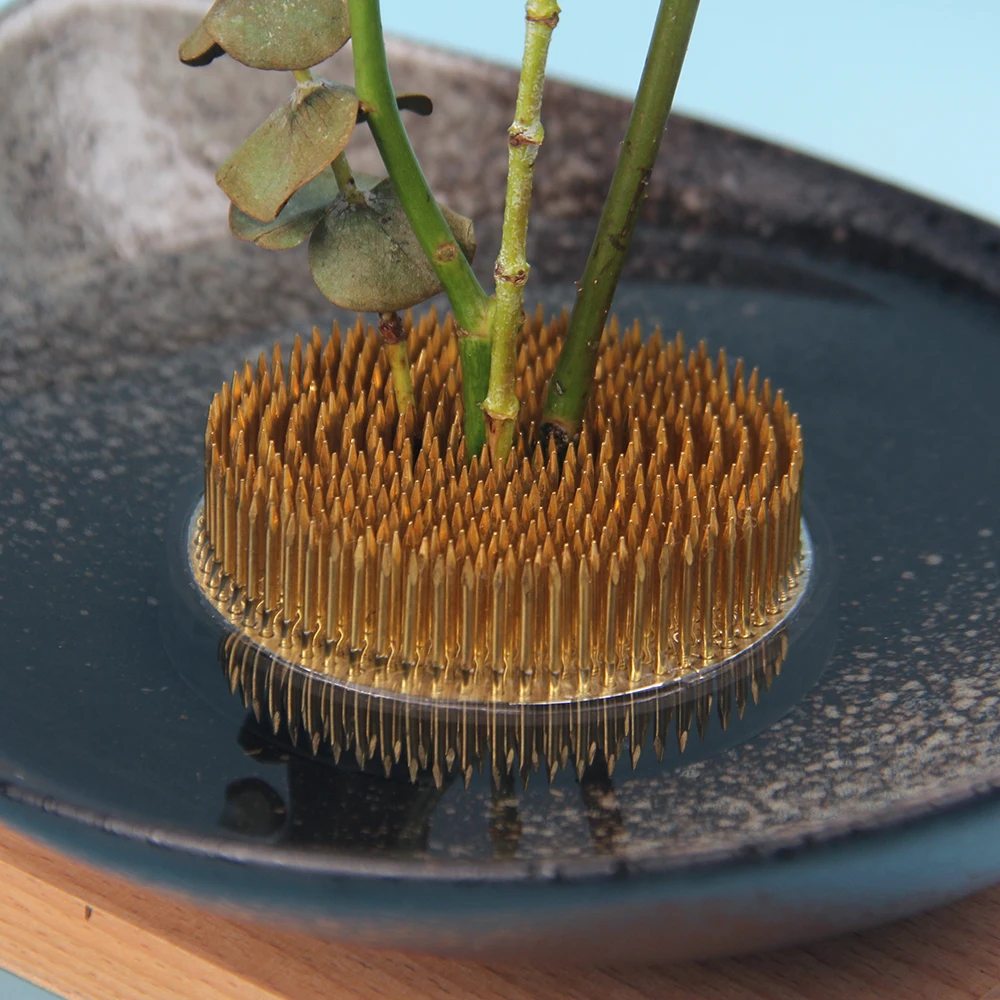 Wholesale Kenzan 60mm Diameter Floral Flower Holder Arranging Tool Kenzan Ikebana Upgraded Brass Pin Frog Pin