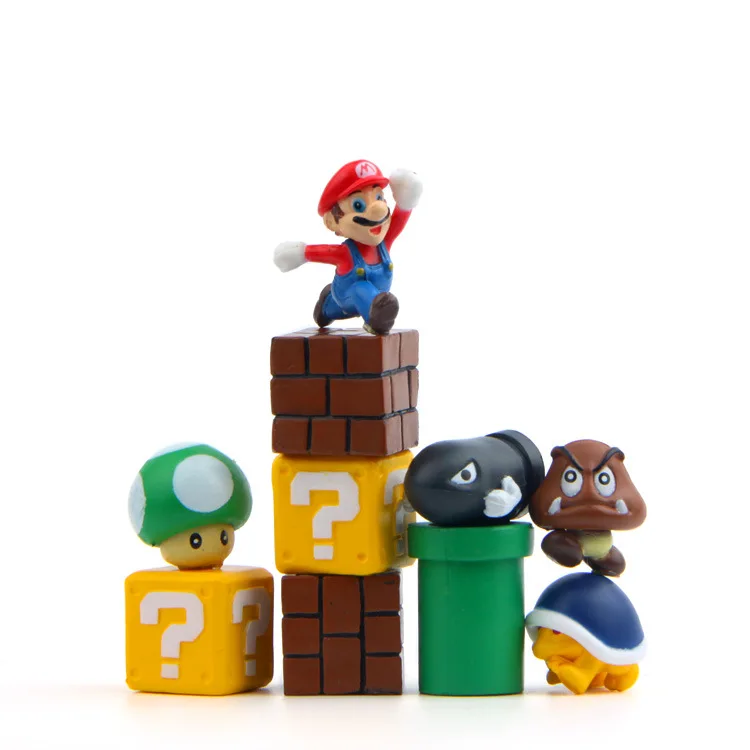 10Pcs/Set 2-2.5cm SuperMario Super Game Characters Mario Cake Toppers Decorations PVC Mini Figurines Toys Action Figures