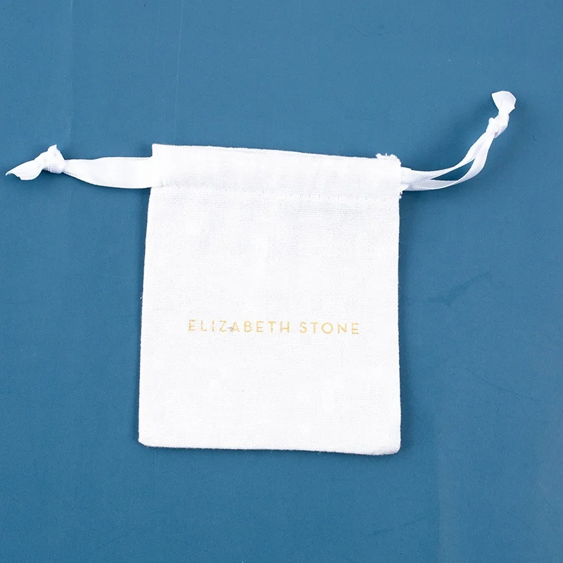 High Quality Custom LOGO Printed Canvas Cotton Jewelry Drawstring Bag Pouch Promotion 100% Cotton Drawstring Bag