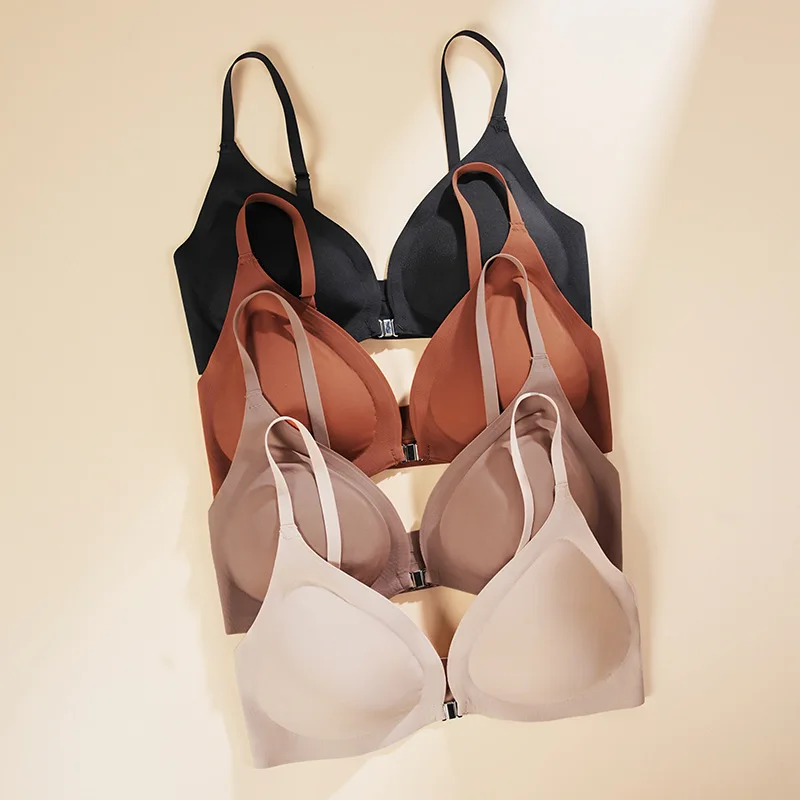 Front Buckle Wirefree Padded White Ladies High Quality Ice Silk Bra For Women