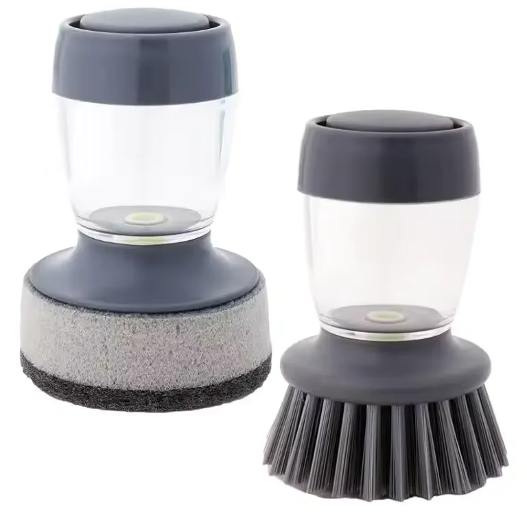 Custom logo Hot Sold Automatic Liquid Dispenser Nylon Kitchen Soap Dispenser Brush Dish Cleaning Brush with Palm Sponge