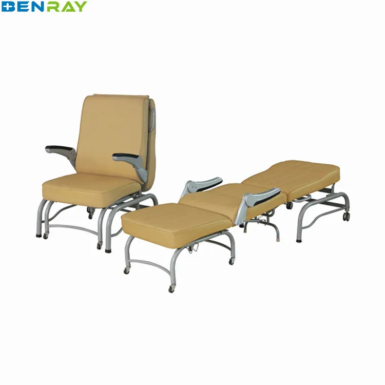BR-CR12 Guangzhou 6 Wheels Hospital Foldable Recliner Hospital Sleeper Chair Reclining Chair Bed Price