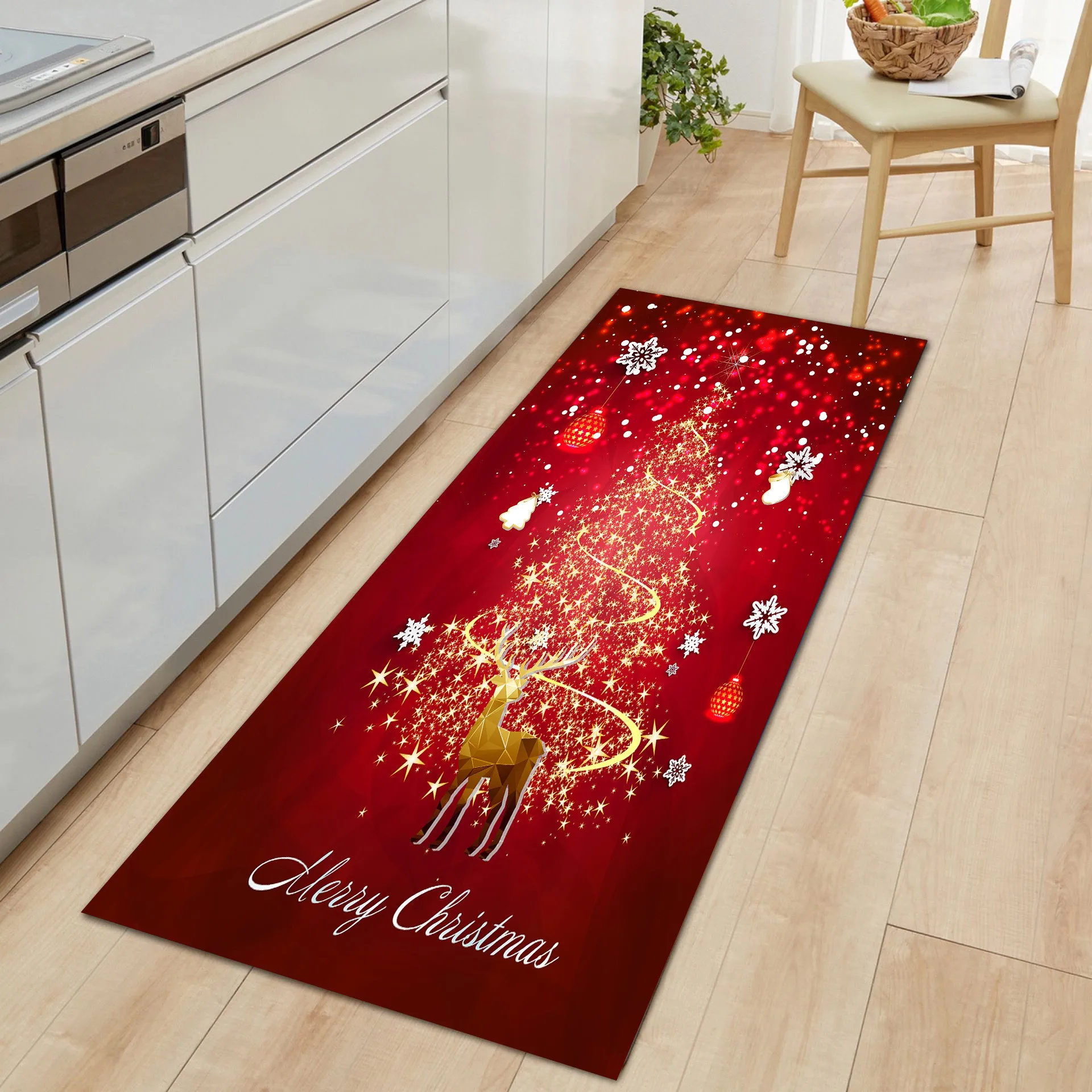 3d Printed Personalized Fast Dry  Comport Christmas Cushioned  2pc Kitchen Floor Mat Mix