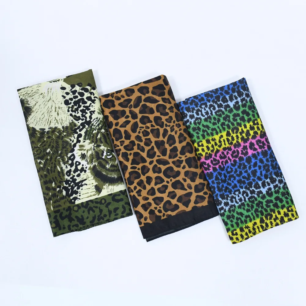 Women Square Scarf 54*54cm bandana Leopard Print Head Scarves Bandana Foulard Femme Muslim Headwrap babushka Scarf