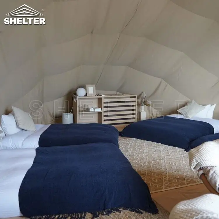 4-5 Person Unique Shape 4 Season Safari Waterproof Canvas Tent House For Camping Hotel