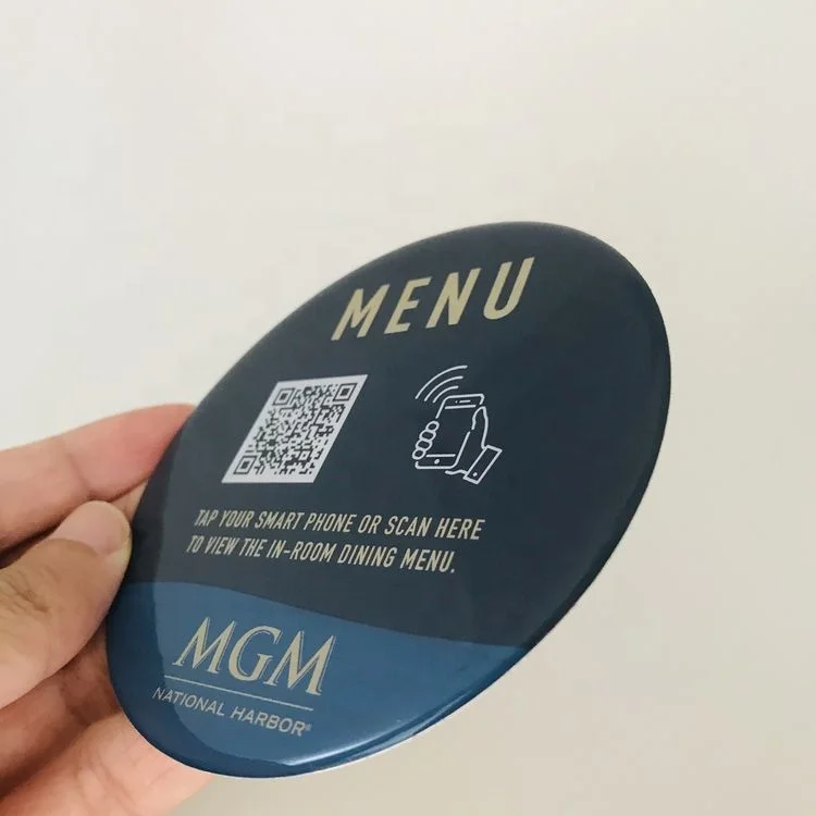 NFC эпоксидная наклейка меню наклеить на стол для самостоятельного заказа еды в