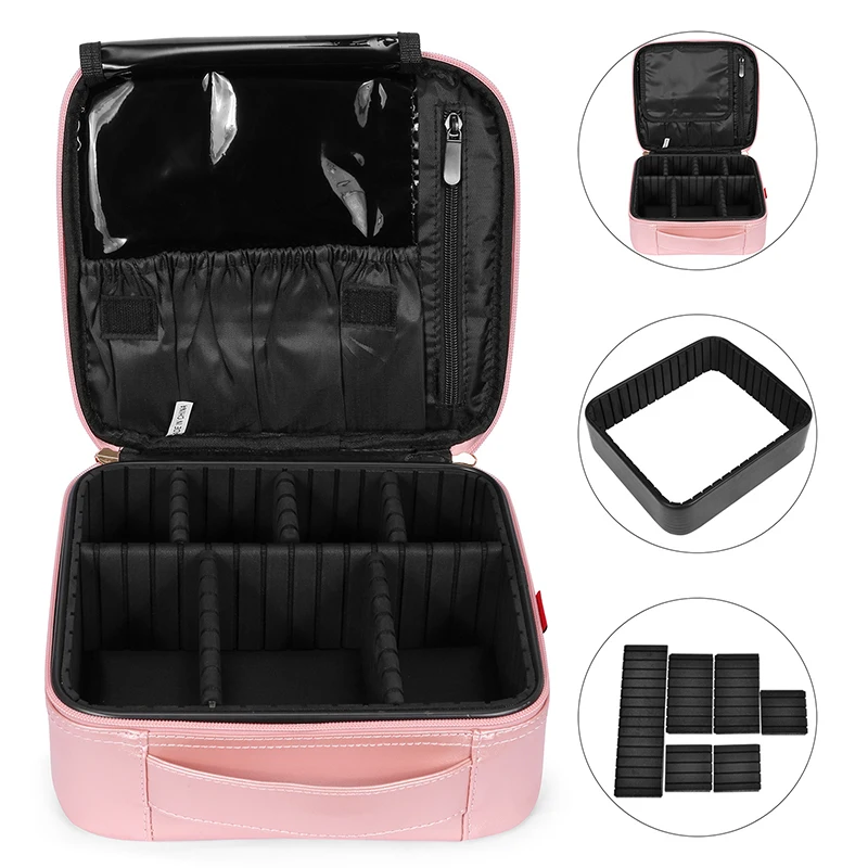 Custom Logo Large Capacity Women Pu Cute Compartment Makeup Storage Case Clutch Travel Bag For Cosmetics