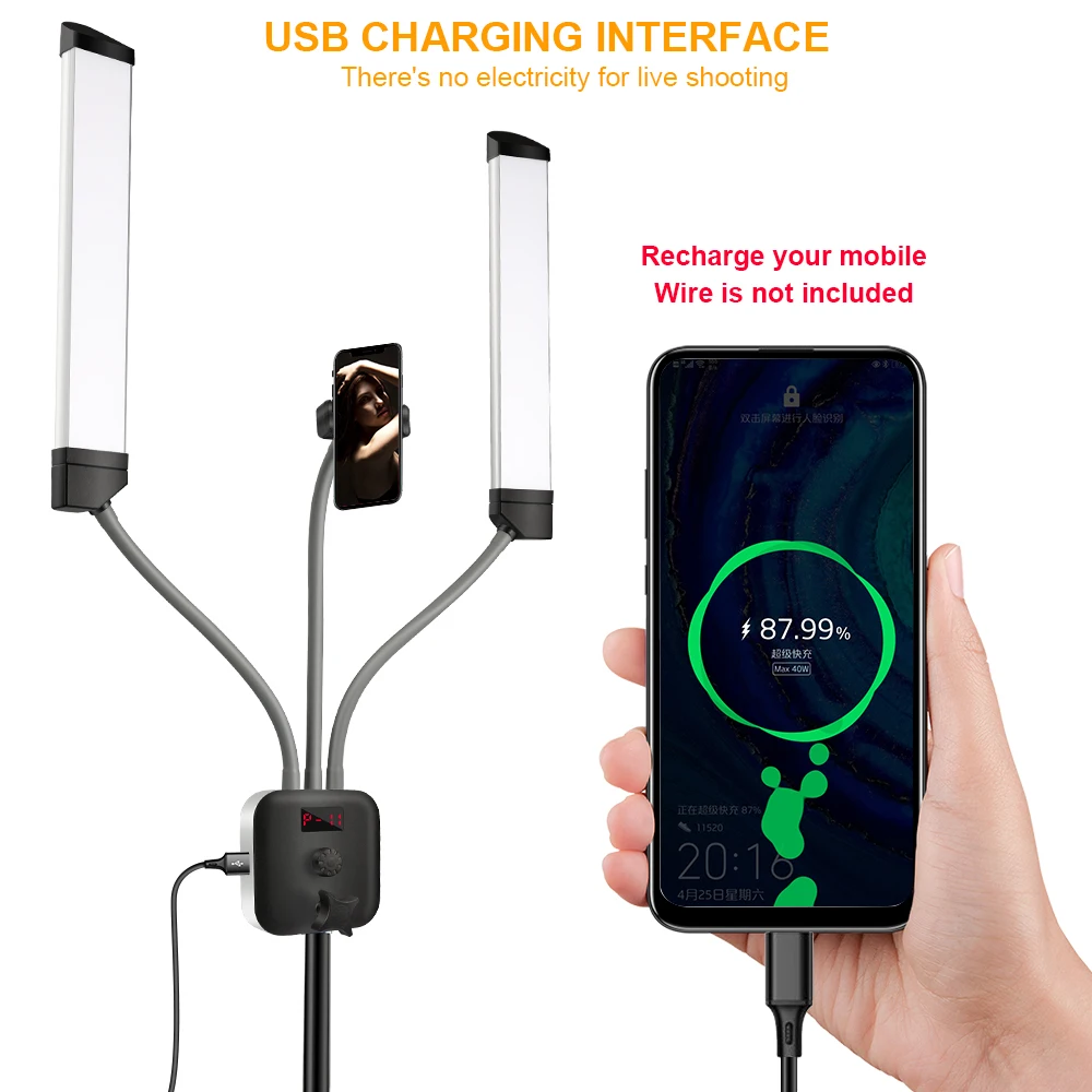 Double Arm Selfie Light Eyelash Extension Beauty Lash Lamp USB Charging Led 2 Arms Fill Light for Salon Nail Tattoo Lamp