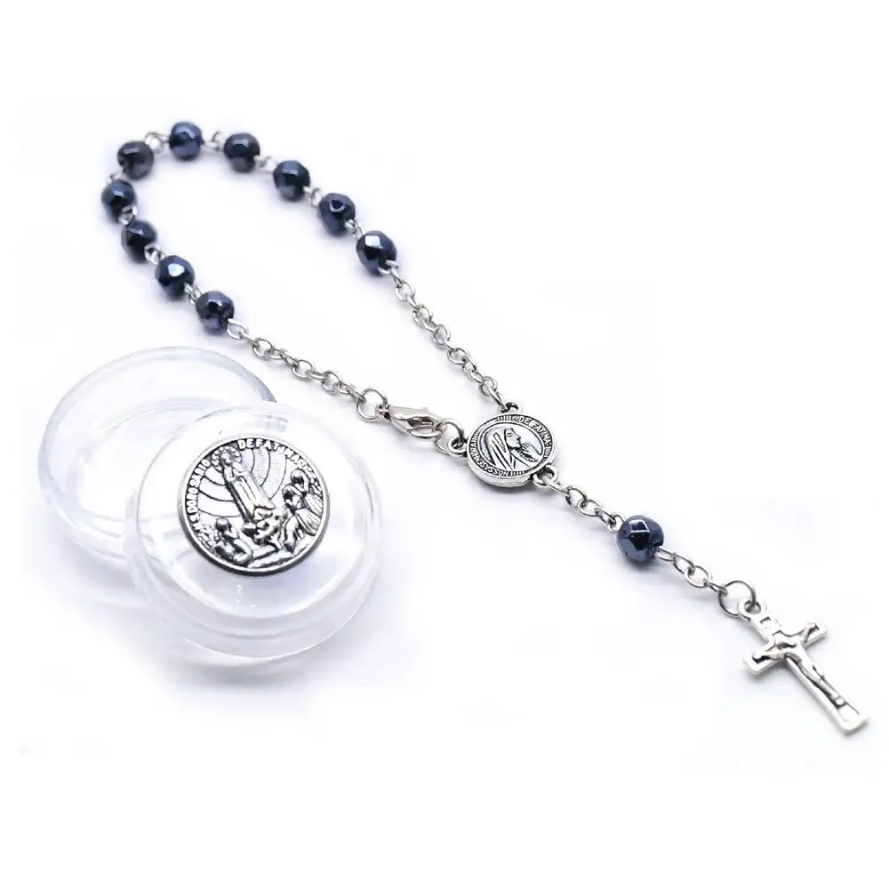 Religious Charms for Bracelet Bulk Fashion Catholic Handmade Crystal Bead Cross Rosary Bracelet