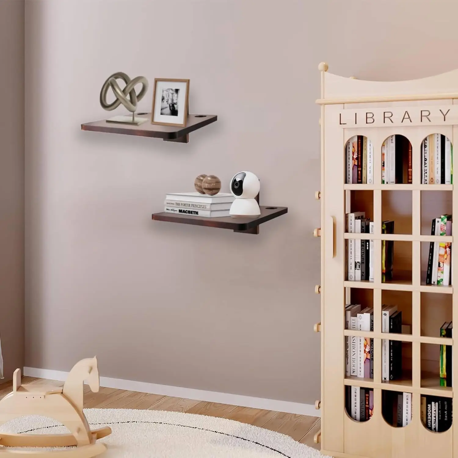 Floating Projector Wooden Wall Mount TV DVD Shelf Wooden Floating Entertainment Center Supports 20lbs Wooden Floating Shelf