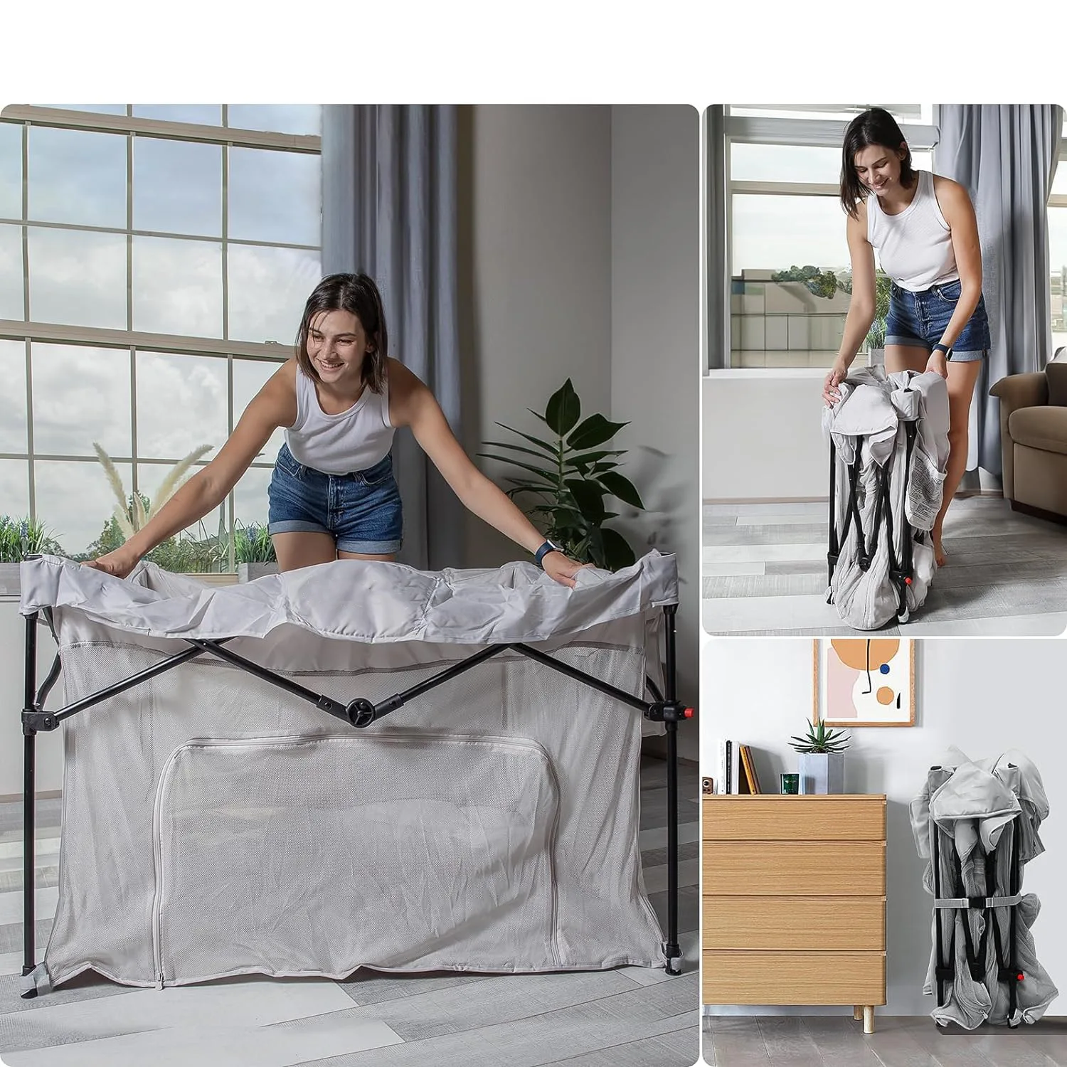 Foldable Baby Playpen for Babies and Toddlers,Portable Safety baby fence,No Installation Indoor/Outdoor, Packing size:26*26*60cm