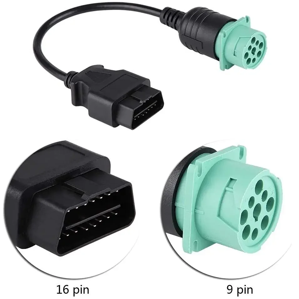 Custom J1939 9 Pin Deutsch to OBD 2 Cable J1939 Truck Diagnostic Cable