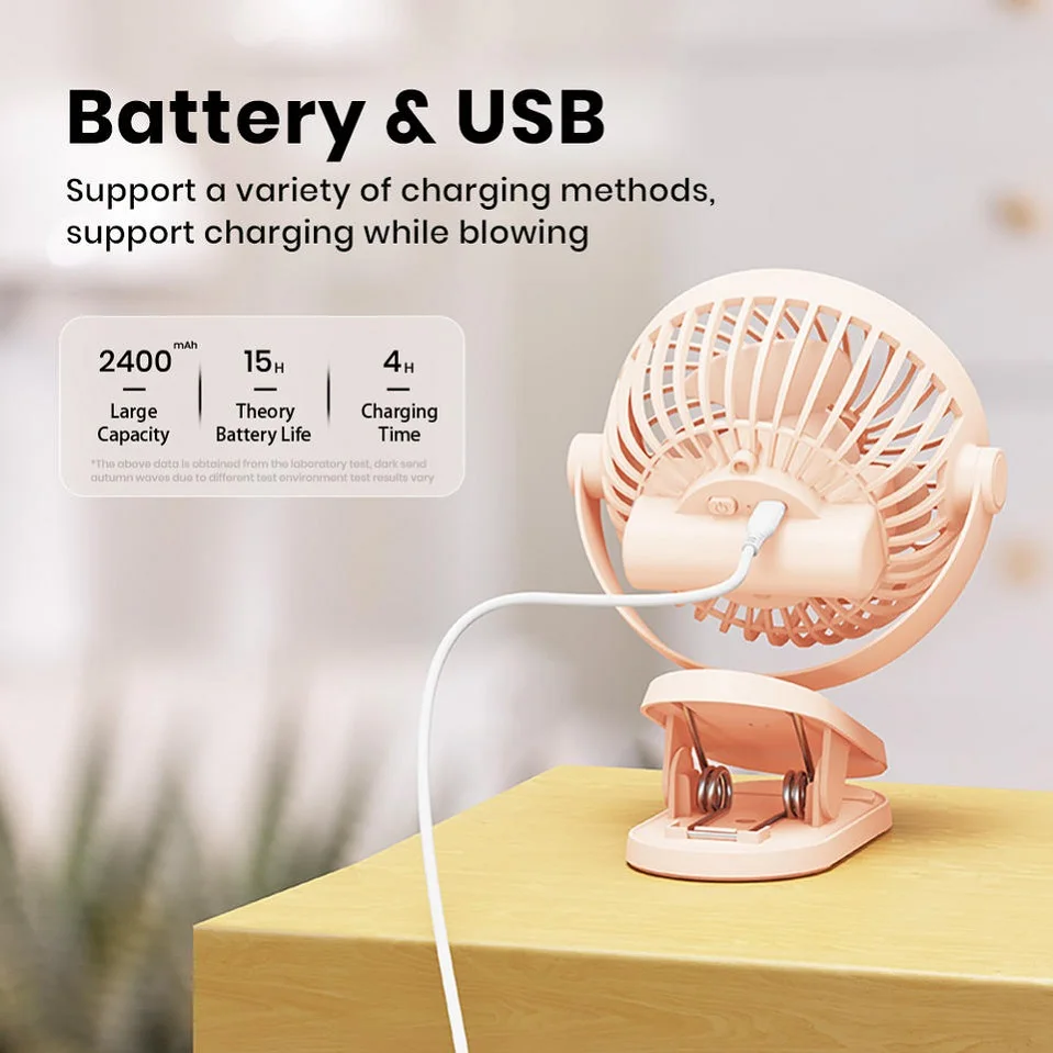 Портативный USB-вентилятор с зажимом