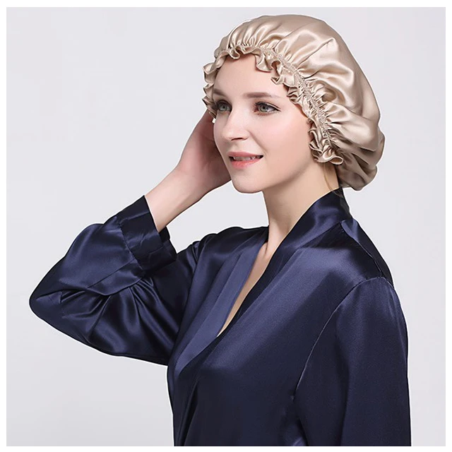Sleep Silk Head Edge Wrap 100% Mulberry Satin Sleep Cap Hat Custom Bonnets Logo Hair Pure Silk Bonnet Beauty Silk Turban