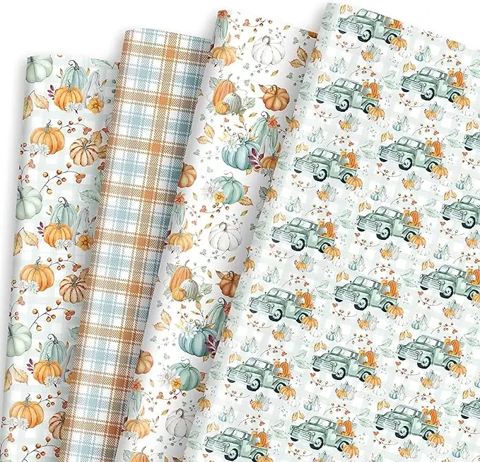Low-Quantity Customizable 100pcs MOQ Thanks Giving Day Custom Design Festival Series Tissue Wrapping Paper For Gift