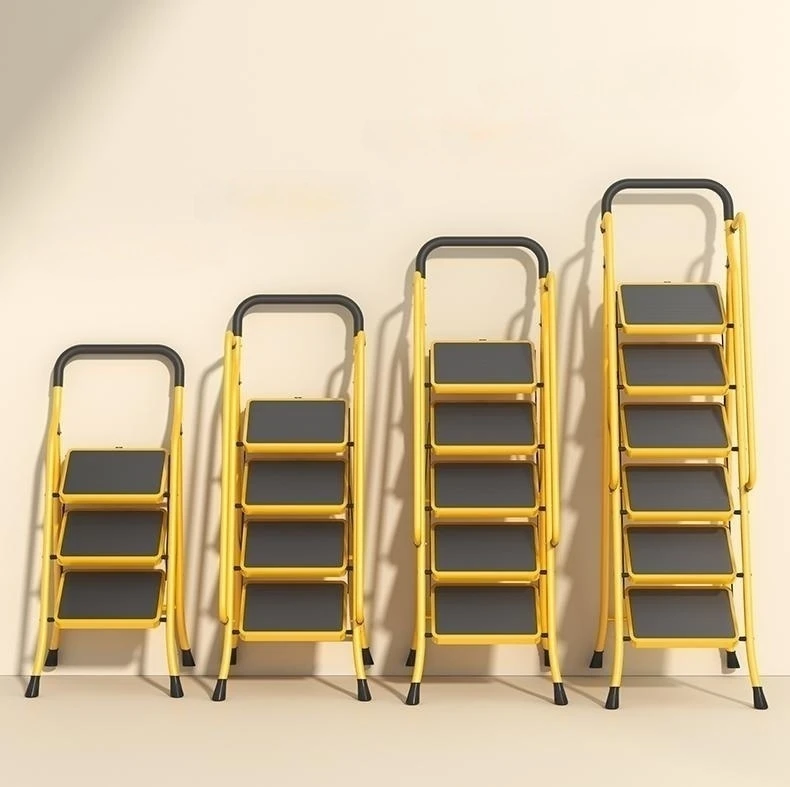 Powder coated 4 steps safety steel ladder with handrail