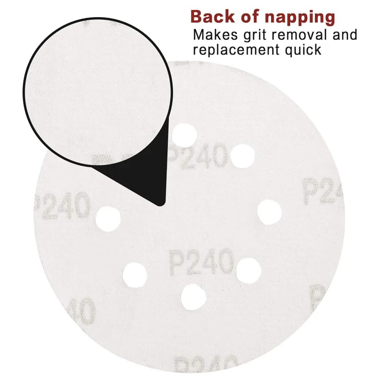 sanding paper 125mm 100-800# red color aluminum oxide hook&loop sanding disc round sandpaper for grinding wood