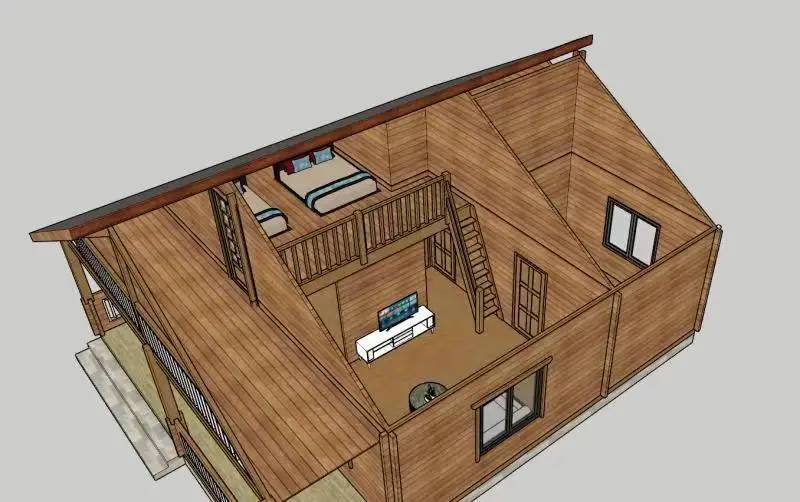 Low cost 2 bedrooms pine wood prefabricated houses