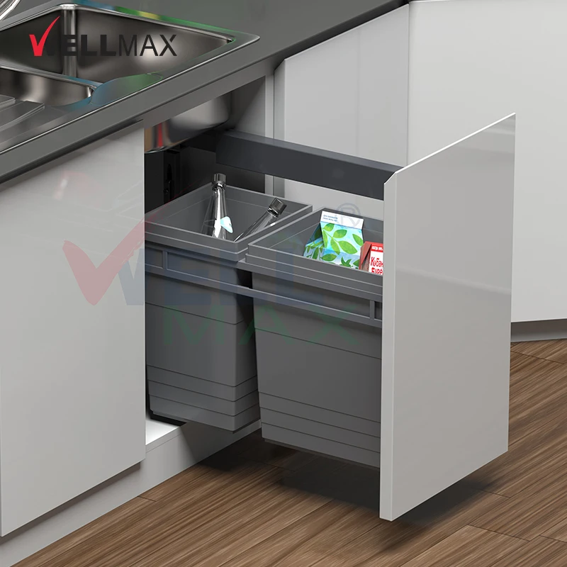 WELLMAX вытаскивать мусорное ведро под раковиной большой емкости умное с мягким закрытием
