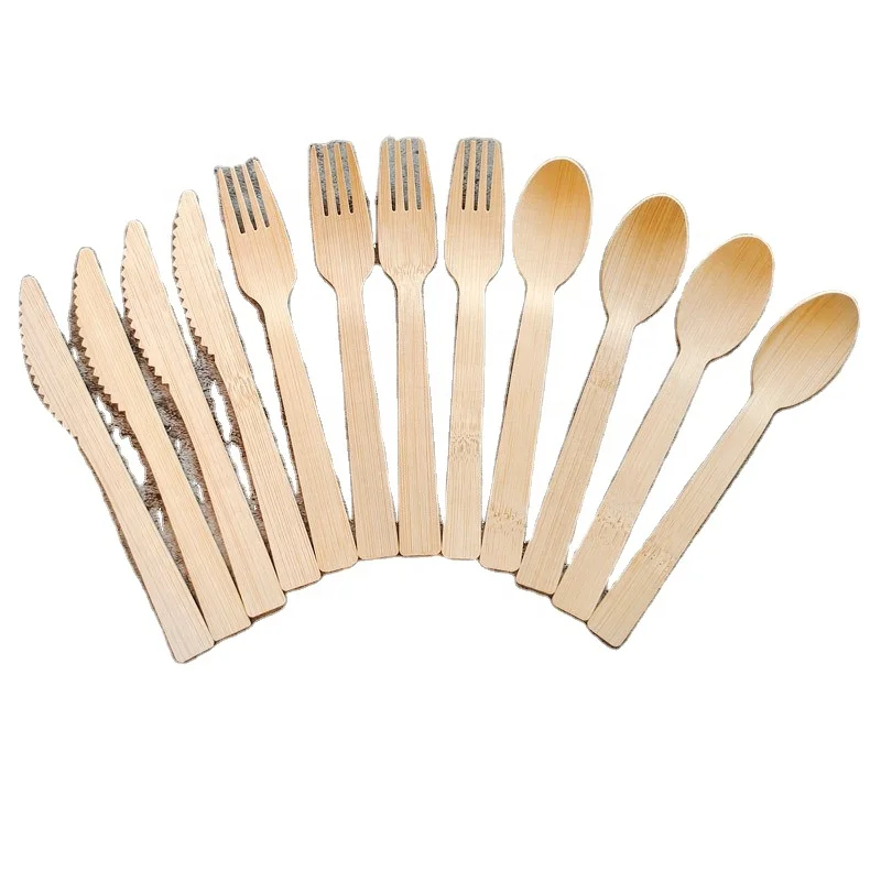 Bambus Eco Friendly Disposable Cutlery Sets Compostable Wooden Bamboo Cornstarch Knife Fork Spoon Cutlery Sets