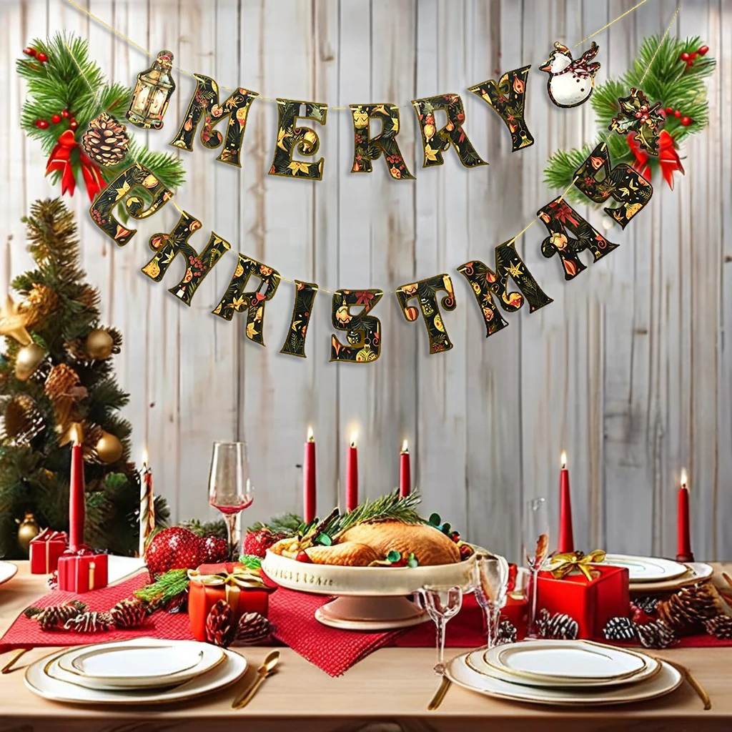 Home Office Christmas Wall Hanging Decorations Merry Christmas Decorations Banner For Indoor Outdoor Xmas Holiday Party