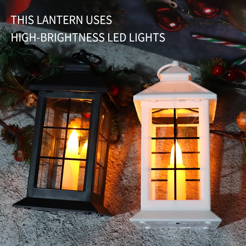 Decorative Hanging Candle Lantern Christmas Lantern with Flickering LED candle for Home Decor&Party