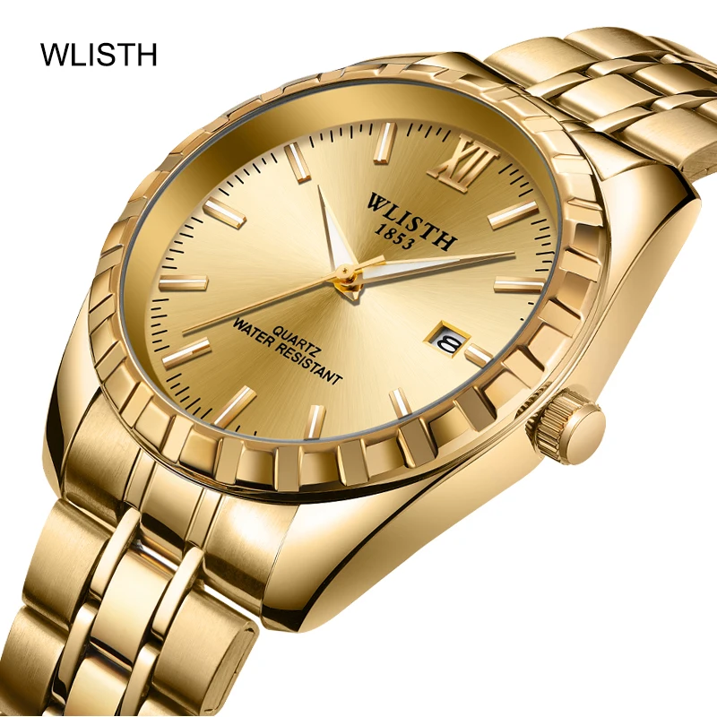 WLISTH Brand Explosion Luxury Diamond Quartz Watch Couple on Desk Business Stainless Steel Strap Cross Mirror Supply