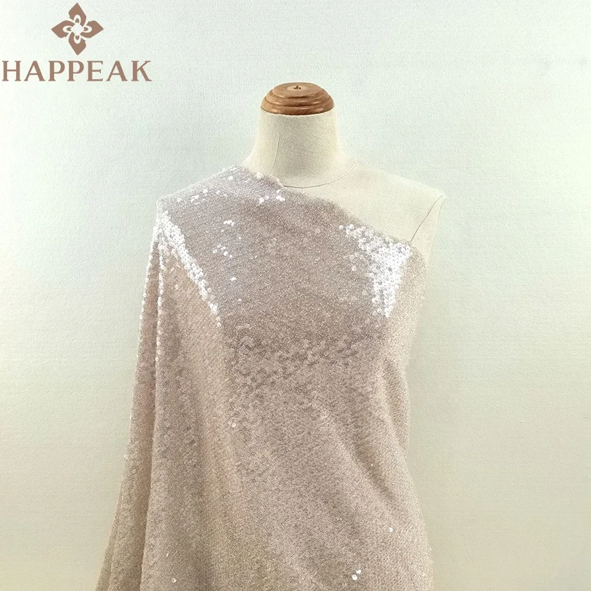 HAPPEAK luxury full spangle shinny sequins embroidered lace net sequin fabric for party