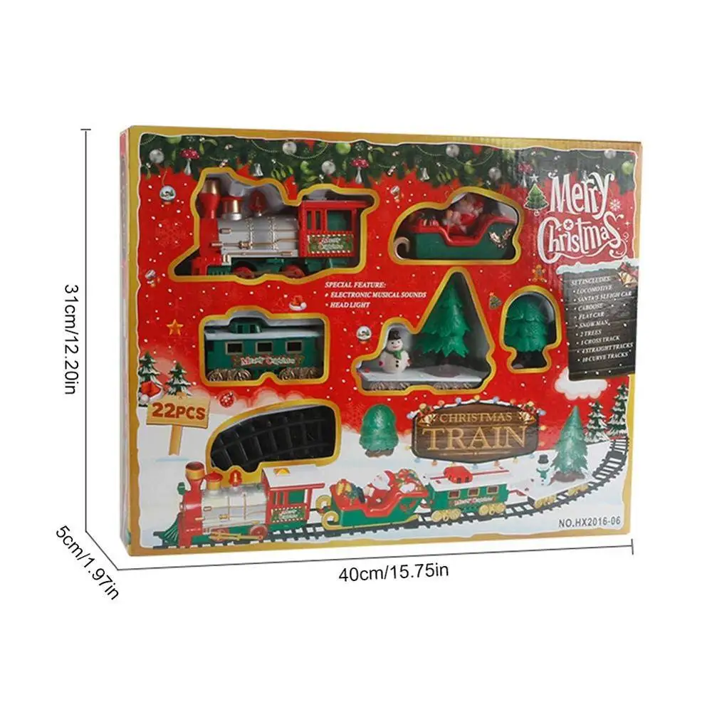 22 шт. Рождество классический поезд, комплект для маленького мальчика, спортивные игрушечного электрического легкая музыка рождество электронный игрушечный поезд