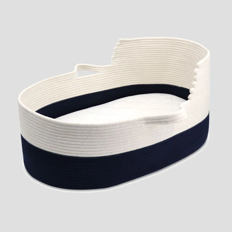 Factory Wholesale Cotton Rope Baby Crib Portable Baby Sleeping Basket Moses Baby Storage Diaper Changing Basket