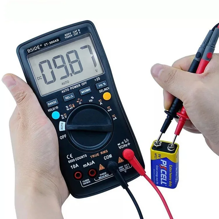 BSIDE Multimeter Auto/Manual Range Digital Universal Meter 6000 Counts LCD Display True RMS Smart AC/DC Voltage Current Meter wi