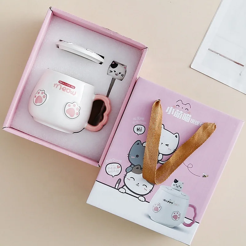 Manufacturers Usb Heated Coffee Mug Warmer Gift Set Cute Cat Coffee Mug with Warmer Ceramic Mug Set