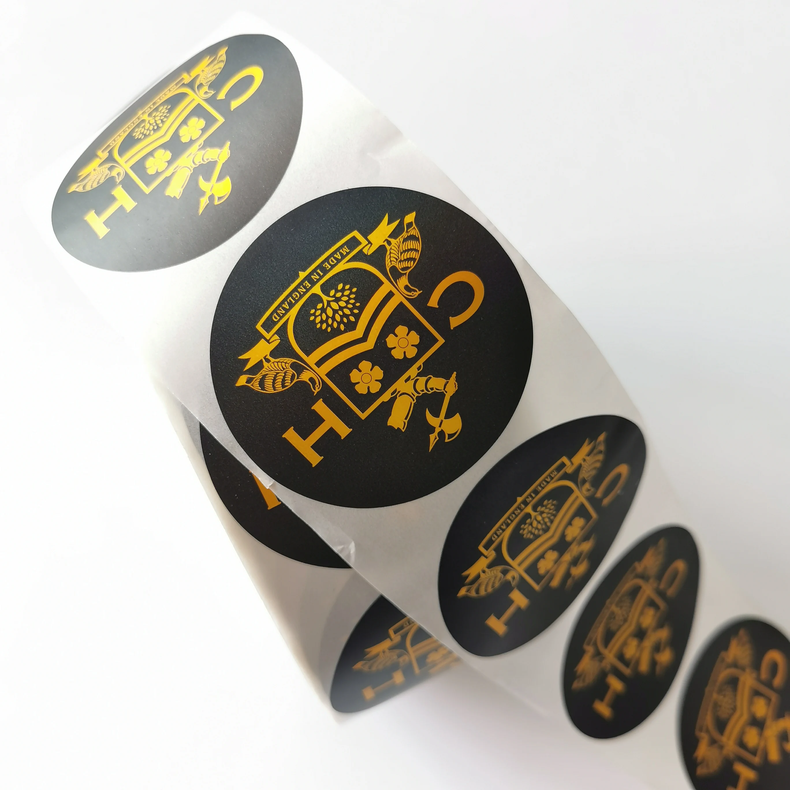 Пользовательский логотип, круглые серебряные тисненые печатные клейкие этикетки, золотые наклейки из фольги для упаковки