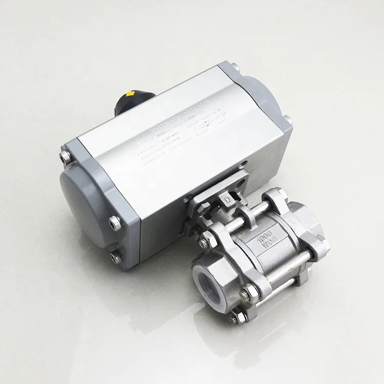 3PC aluminum double acting return rotary pneumatic ball valve actuator