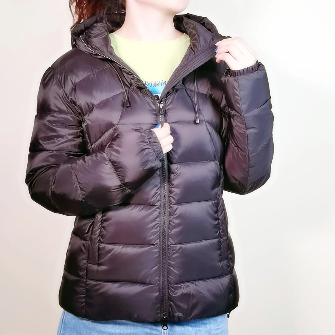 Winter women black packable  short custom logo puffer down quilted jacket shiny thick crop quilted jacket