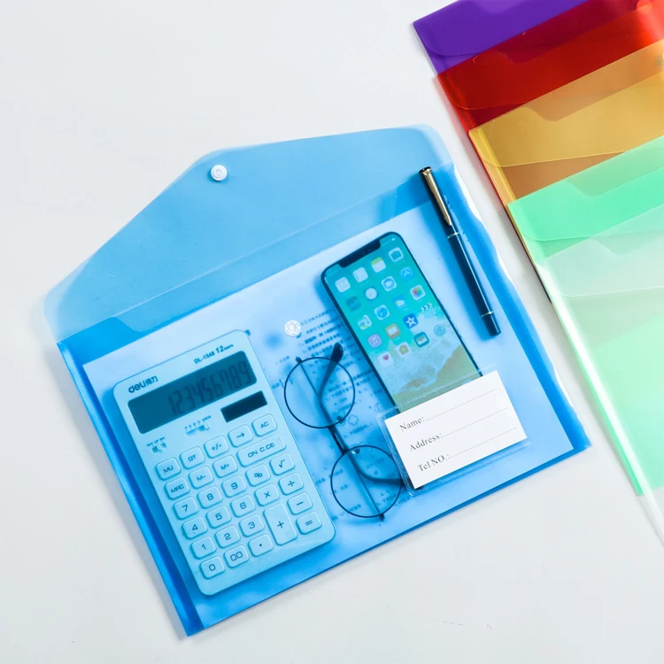 China Supplier Large Capacity A4 A5 PP Clear Filing Fill Folder Document Bag with Flap