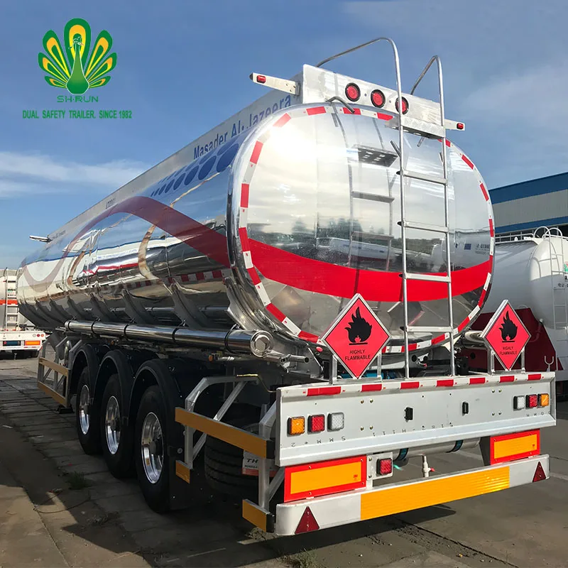 3 Axles 45000 50000 Liters Aluminum Alloy Gasoline Petrol diesel Cooking Oil Mirror Insulated Tank Fuel Tanker Trailer for Sale